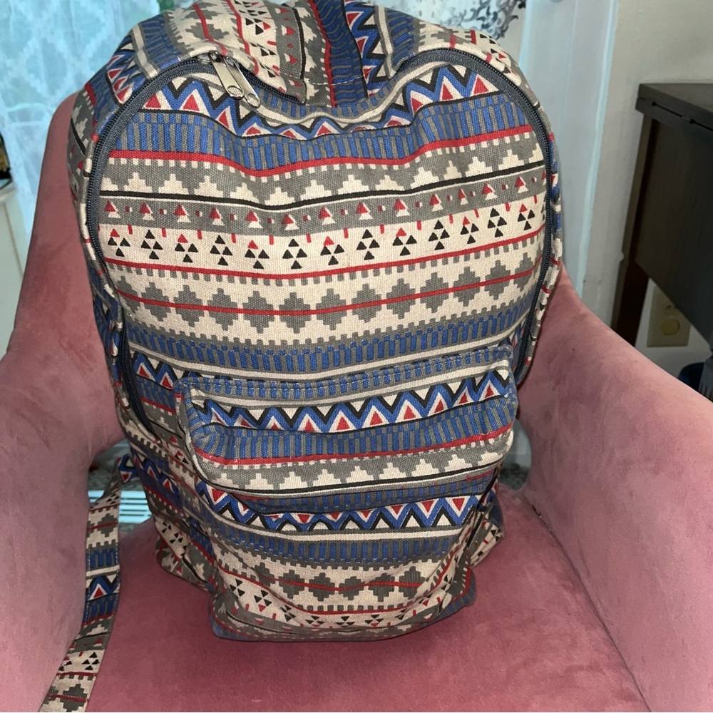 ❤️🤍💙 soft denim Backpack - Picture 6 of 10